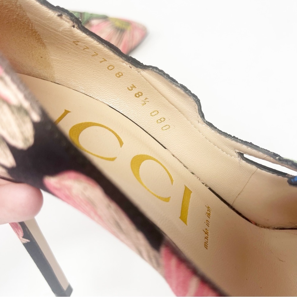 Gucci Ophelia Floral Embroidered Printed Satin Pumps - Picture 5 of 10